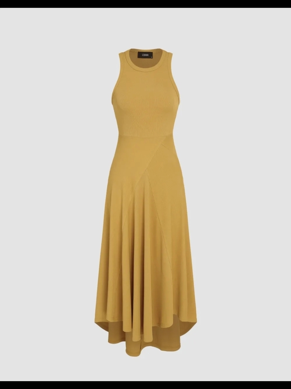 Sleeveless High-Low Maxi Dress in Mustard Yellow